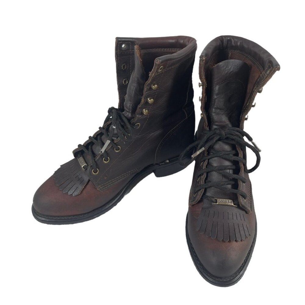 Double-H Ladies Lacer 9300 Brown Lace Up Ankle Boots Women’s Size 7M - Picture 1 of 11